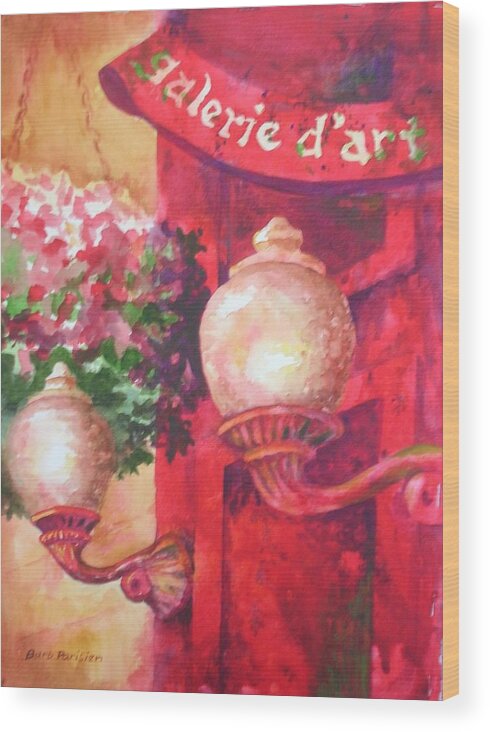 Red Wood Print featuring the painting Galerie d'art by Barbara Parisien