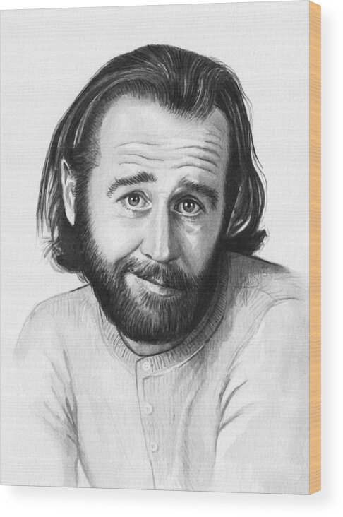George Carlin Wood Print featuring the painting George Carlin Portrait by Olga Shvartsur