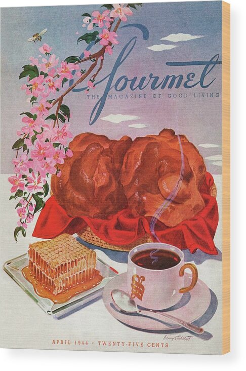 Food Wood Print featuring the photograph Gourmet Cover Illustration Of A Basket Of Popovers by Henry Stahlhut