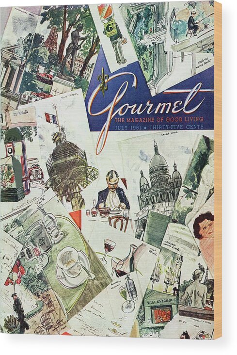 Illustration Wood Print featuring the photograph Gourmet Cover Illustration Of Drawings Portraying by Henry Stahlhut
