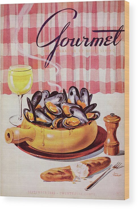 Studio Shot Wood Print featuring the photograph Gourmet Cover Of A Mussel Pot by Henry Stahlhut
