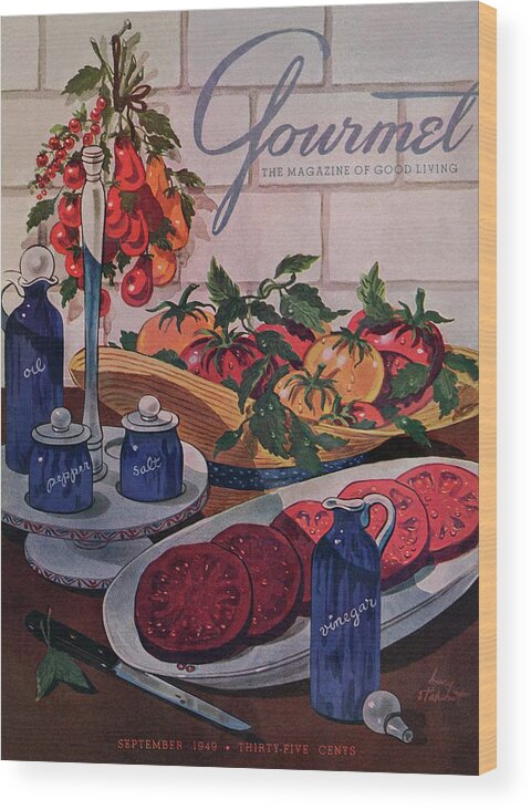 Food Wood Print featuring the photograph Gourmet Cover Of Tomatoes And Seasoning by Henry Stahlhut