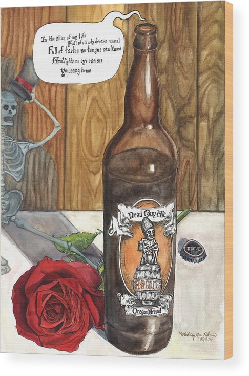 Beer Wood Print featuring the painting Gratefulness by Whitney Palmer