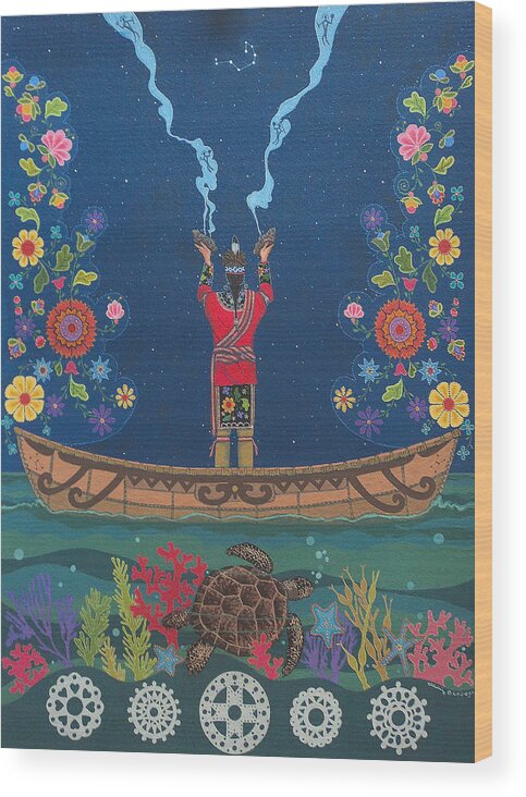 America Wood Print featuring the painting Great Teacher - Sedwa'gowa'ne by Chholing Taha