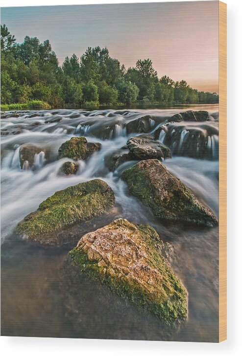 Landscapes Wood Print featuring the photograph Green rocks by Davorin Mance
