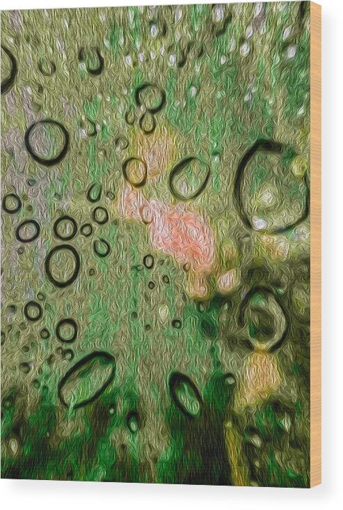 Water Drops Wood Print featuring the digital art Green by Steve DaPonte