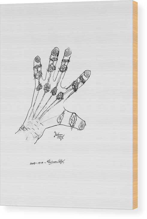 Kokoschka Wood Print featuring the drawing Hand by Dietmar Scherf