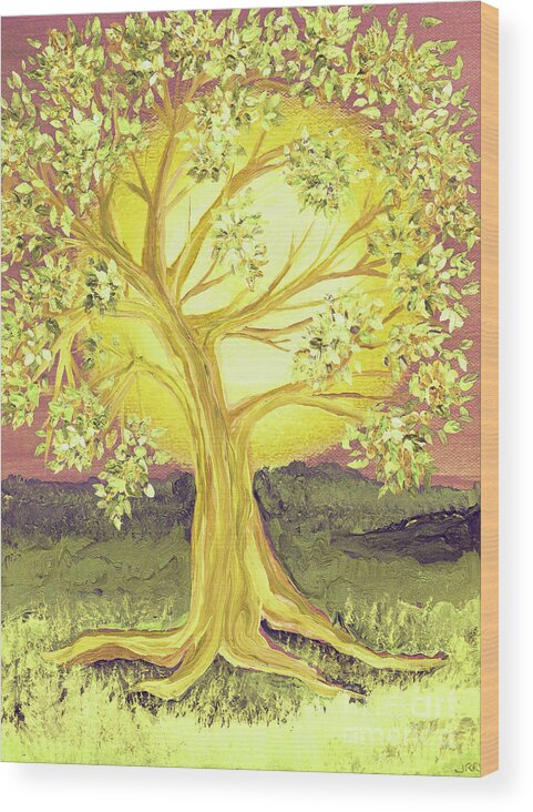 First Star Wood Print featuring the painting Heart of Gold Tree by jrr by First Star Art
