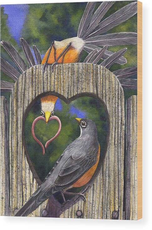 Robin Wood Print featuring the painting Heartfelt by Catherine G McElroy