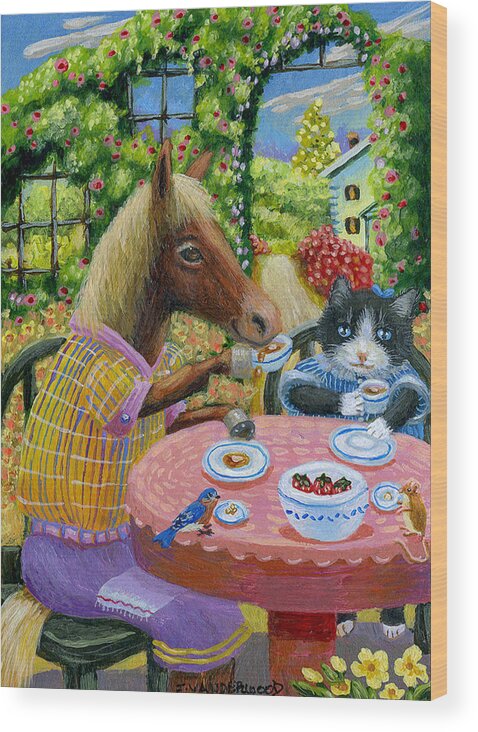 Horse Wood Print featuring the painting High Tea by Jacquelin L Westerman