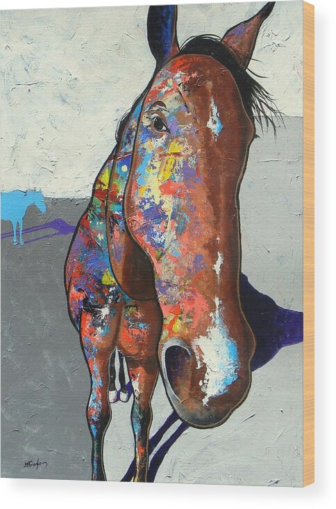 Horse Wood Print featuring the painting Home On the Range by Joe Triano