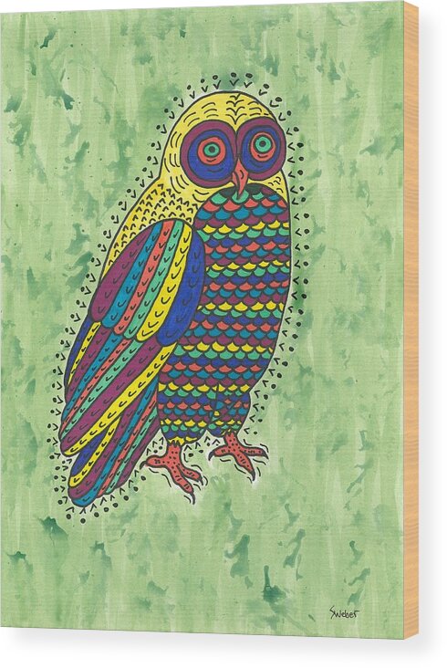 Owl Wood Print featuring the painting Hoot Owl by Susie Weber