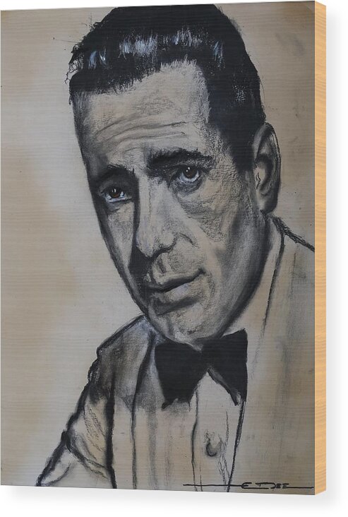Humphrey Deforest Bogart Wood Print featuring the drawing Humphrey DeForest Bogart -1 by Eric Dee