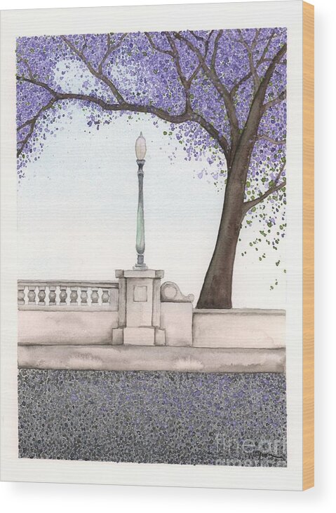 Jacaranda Wood Print featuring the painting Hyperion Bridge by Hilda Wagner