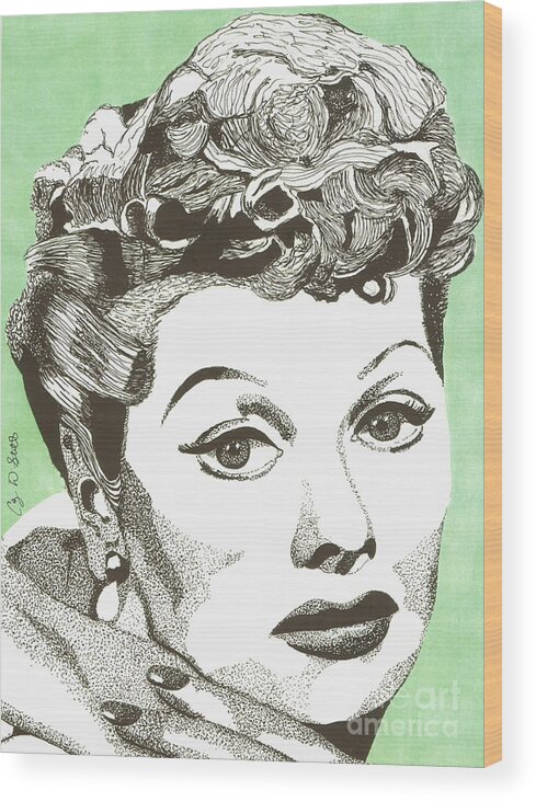 Lucy Wood Print featuring the drawing I Love Lucy by Cory Still