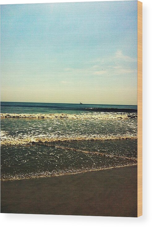 Beach Wood Print featuring the photograph I Love the Beach by Marian Lonzetta