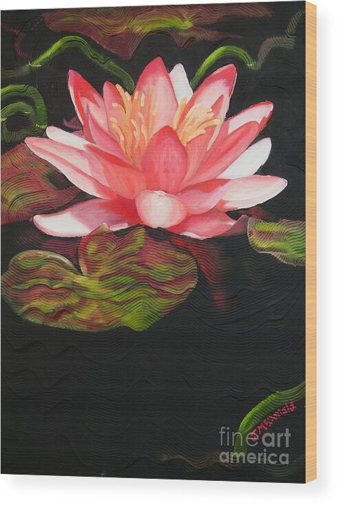 Lotus Wood Print featuring the painting In Full Bloom by Janet McDonald