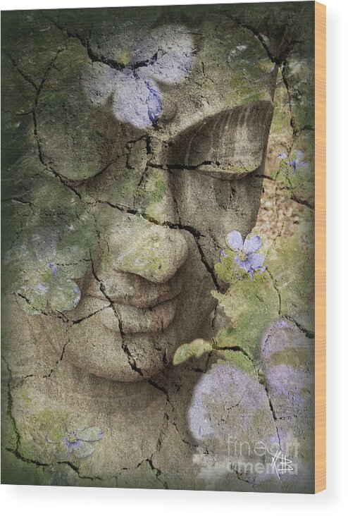 Buddha Wood Print featuring the mixed media Inner Tranquility by Christopher Beikmann