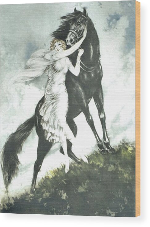 Louis Icart Wood Print featuring the painting Jeunesse by Louis Icart