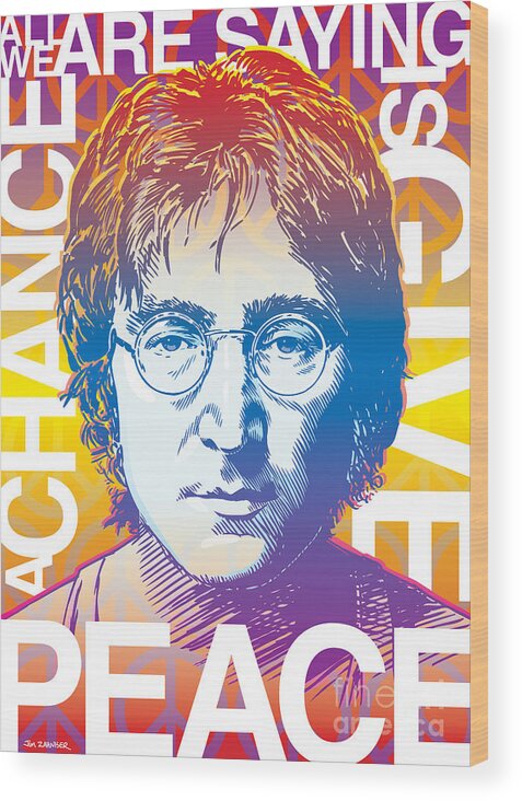 John Lennon Wood Print featuring the digital art John Lennon Pop Art by Jim Zahniser