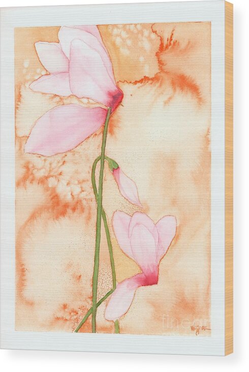 Cyclamen Wood Print featuring the painting Joy by Hilda Wagner