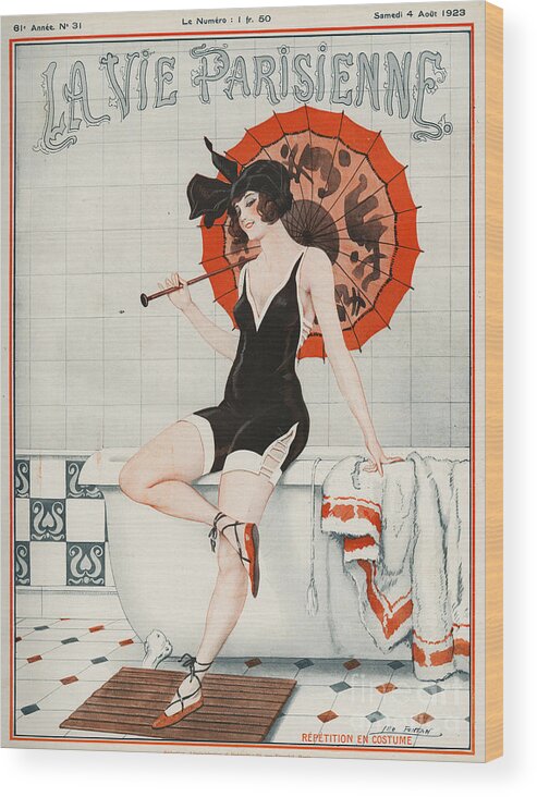 1920s Wood Print featuring the drawing La Vie Parisienne 1923 1920s France by The Advertising Archives
