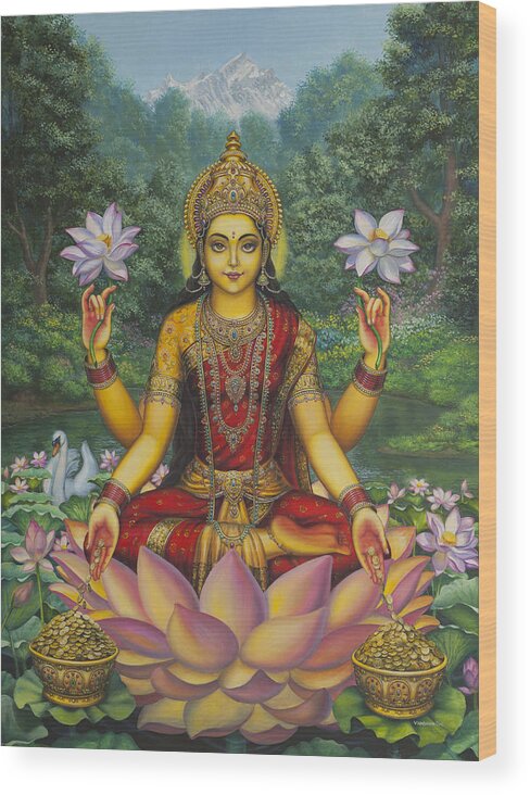 Lakshmi Wood Print featuring the painting Lakshmi by Vrindavan Das