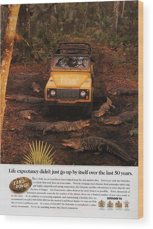 Landrover Wood Print featuring the photograph Land Rover Defender 90 Ad by Georgia Clare