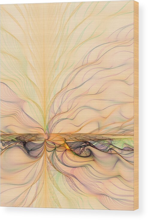 Abstract Wood Print featuring the digital art Landscape of Fantasy by Gabiw Art