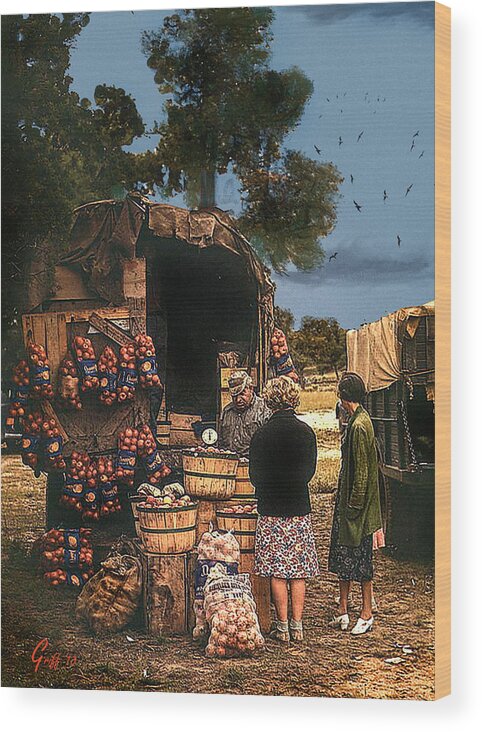 Fruit Stand Wood Print featuring the digital art Last Fruit Wagon of the Season by J Griff Griffin