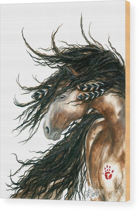 Horse Wood Print featuring the painting Majestic Pinto Horse 80 by AmyLyn Bihrle