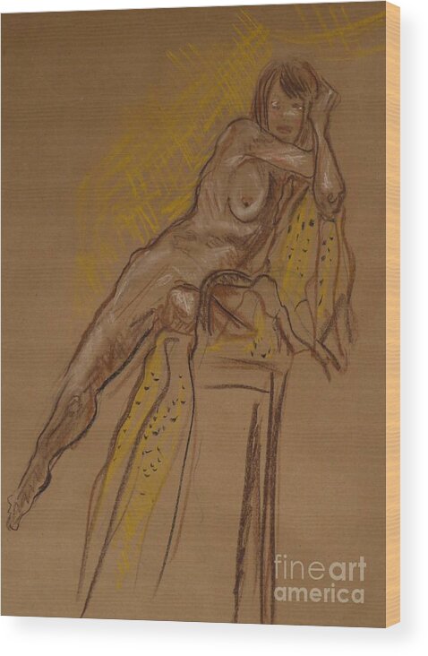 Nude Wood Print featuring the painting March 14 929 by Heather Hennick