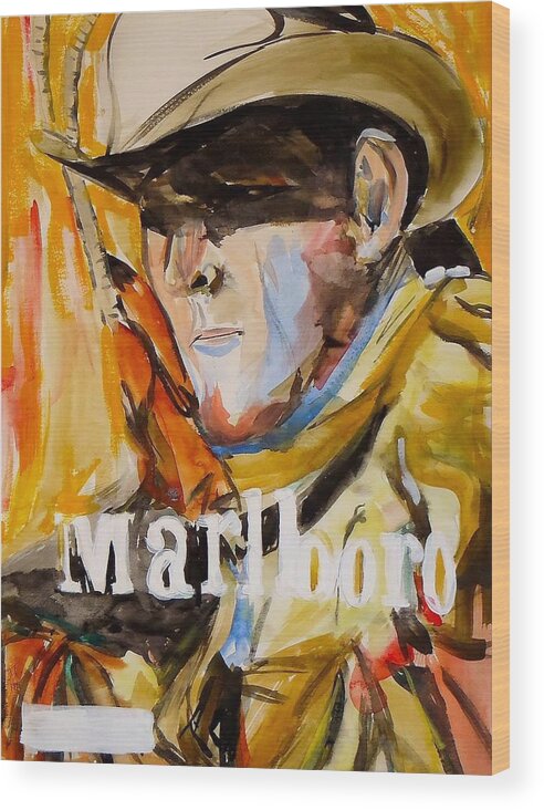 Marlboro Man Wood Print featuring the painting Marlboro Man by Troy Thomas