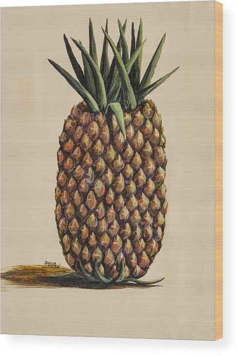Fruit Wood Print featuring the painting Maui Pineapple 3 by Darice Machel McGuire