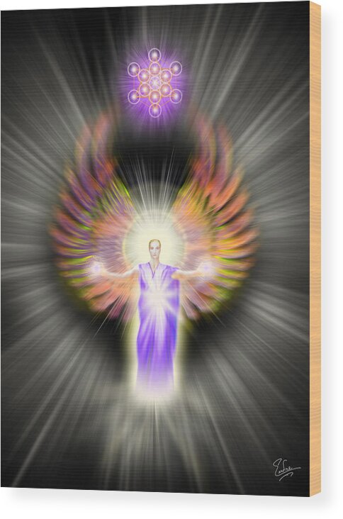 Endre Wood Print featuring the digital art Metatron by Endre Balogh