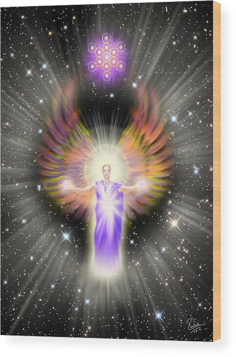 Metatron Wood Print featuring the digital art Metatron With Stars by Endre Balogh