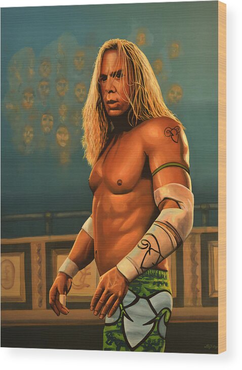 Mickey Rourke Wood Print featuring the painting Mickey Rourke by Paul Meijering