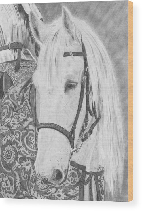 Horse Wood Print featuring the drawing Midsummer Knight Majesty by Gigi Dequanne