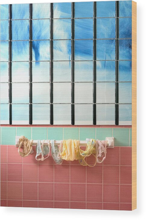 Laundry Wood Print featuring the photograph Mini Laundry by Daniel Furon