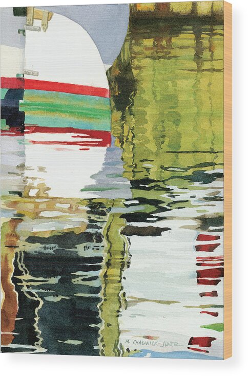 Waterfront Wood Print featuring the painting Moment of Reflection XV by Marguerite Chadwick-Juner