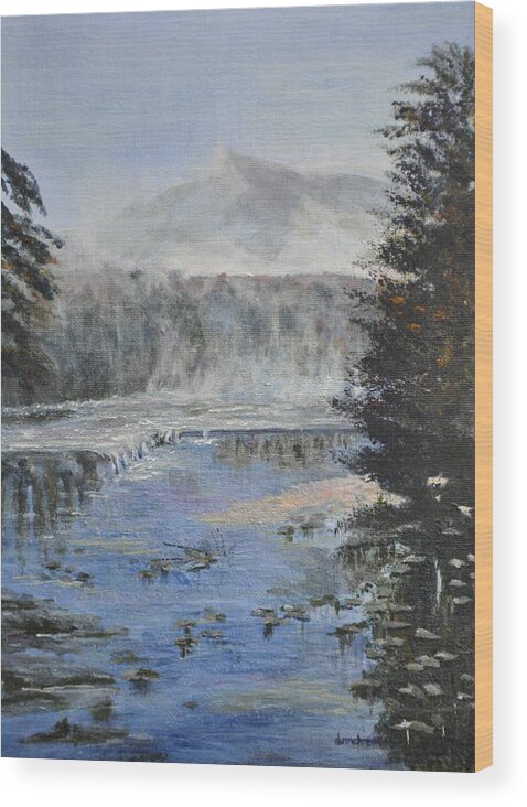Landscape Wood Print featuring the painting Monday Morning Fog by Dottie Branch