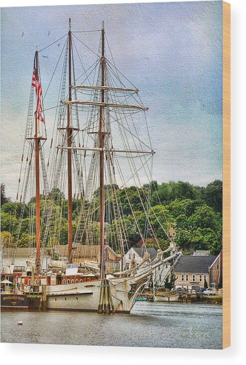 Julia Springer Wood Print featuring the photograph Mystic Seaport by Julia Springer