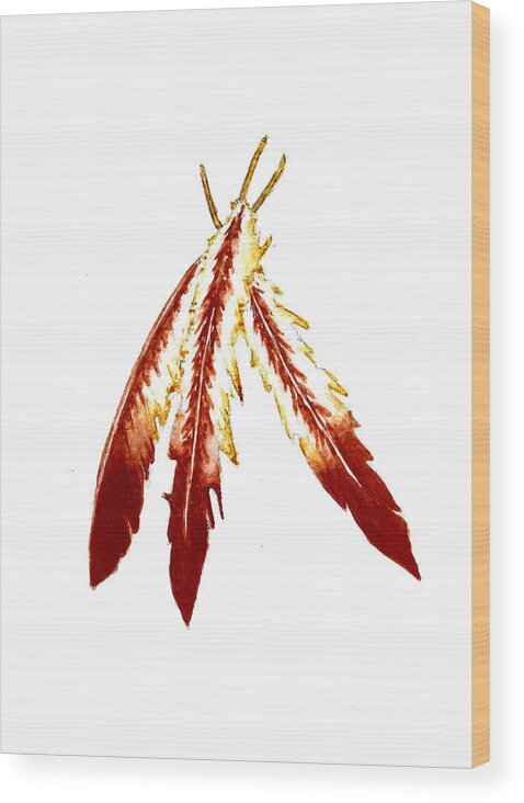 Ative American Wood Print featuring the painting Native American Feathers by Michael Vigliotti