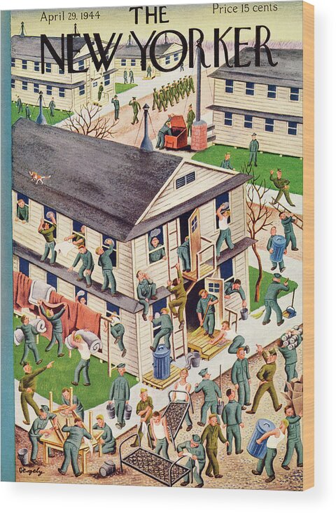 Soldiers Wood Print featuring the painting New Yorker April 29, 1944 by Tibor Gergely