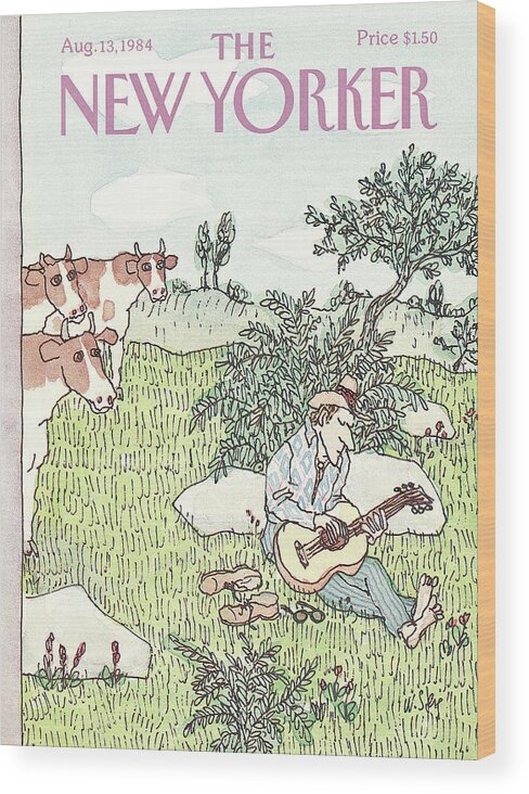 Leisure Wood Print featuring the painting New Yorker August 13th, 1984 by William Steig