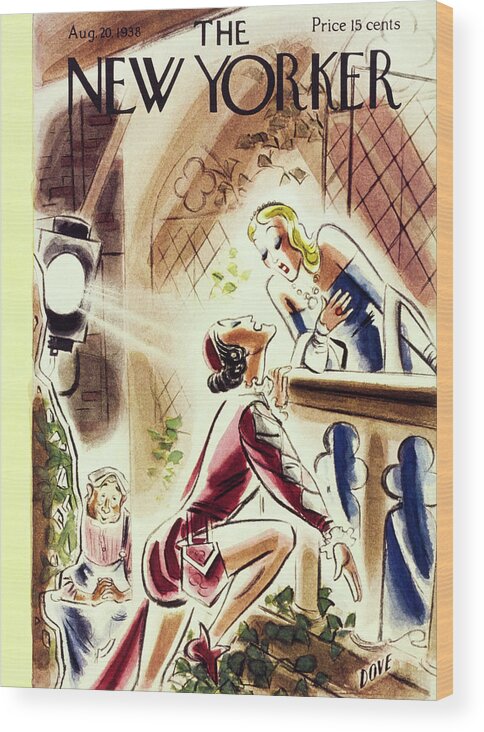 Theater Wood Print featuring the painting New Yorker August 20 1938 by Leonard Dove