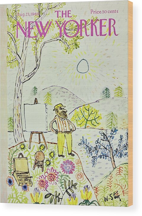 Illustration Wood Print featuring the painting New Yorker August 23rd 1969 by William Steig