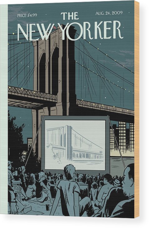 Brooklyn Bridge Wood Print featuring the painting Double Feature by Adrian Tomine