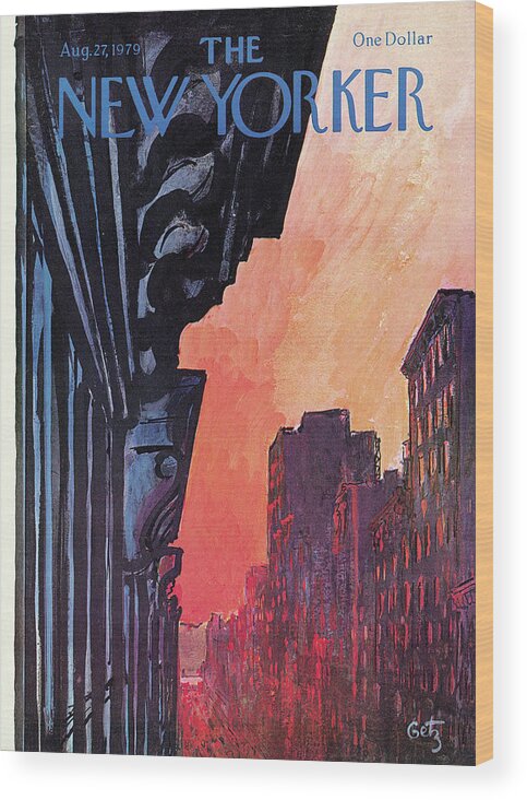 Urban Wood Print featuring the painting New Yorker August 27th, 1979 by Arthur Getz