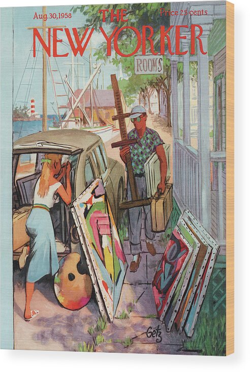 Arthur Getz Agt Wood Print featuring the painting New Yorker August 30th, 1958 by Arthur Getz